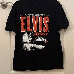 Elvis Presley Shirt Mens Large Black Short Sleeve T-Shirt Rock & Roll Tee